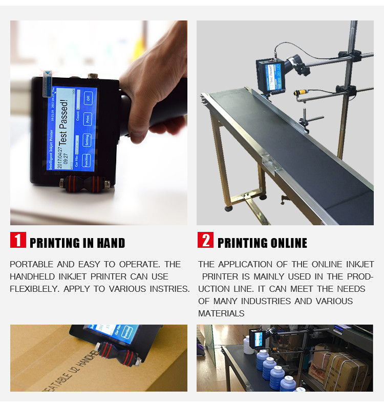 Mini Portable Hand Held Thermal Inkjet Printer Label Printer with Fast Dry Ink for Image QR Code Serial Number and Product Date