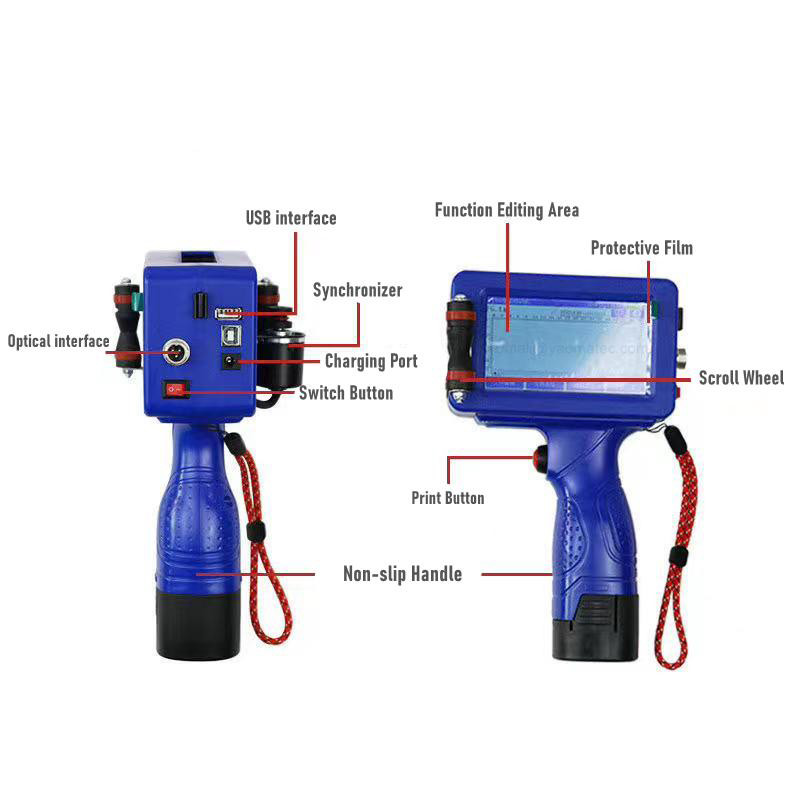 Single Color 12.7MM Portable Handheld Thermal Inkjet Printer for QR Code and Serial Number Labeling on Masks