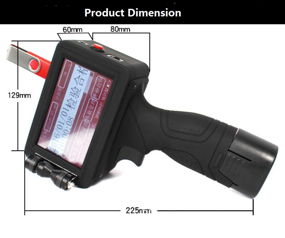 High Safety Level Inkjet Printer for Date Coding Needs on Handheld Plastic Metal